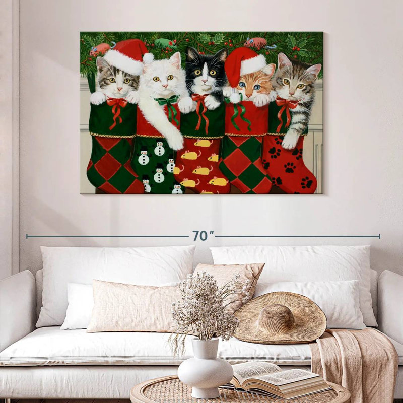Christmas Kittens, 32" H x 48" W