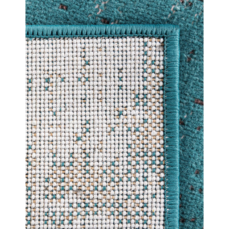 Tapis bleu sarcelle Dota, Rectangle 7 pi 10 po x 10 pi