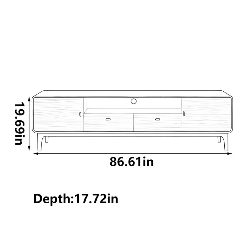 Black walnut solid wood TV cabinet, 86.61"
