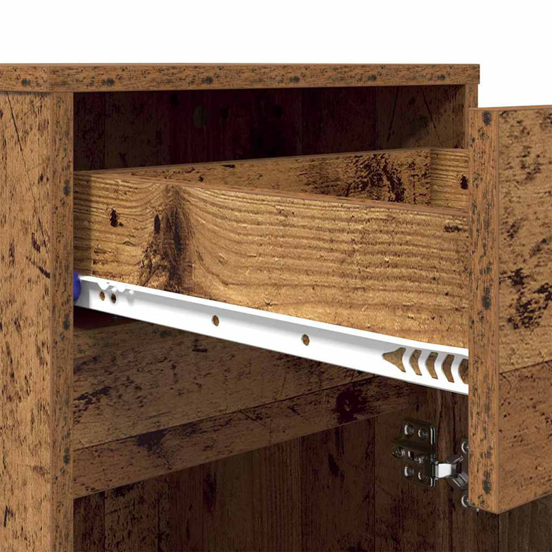 LED Bedside Cabinet With Drawer 2 Pcs 38 X 34 X 61 Cm, Old Wood