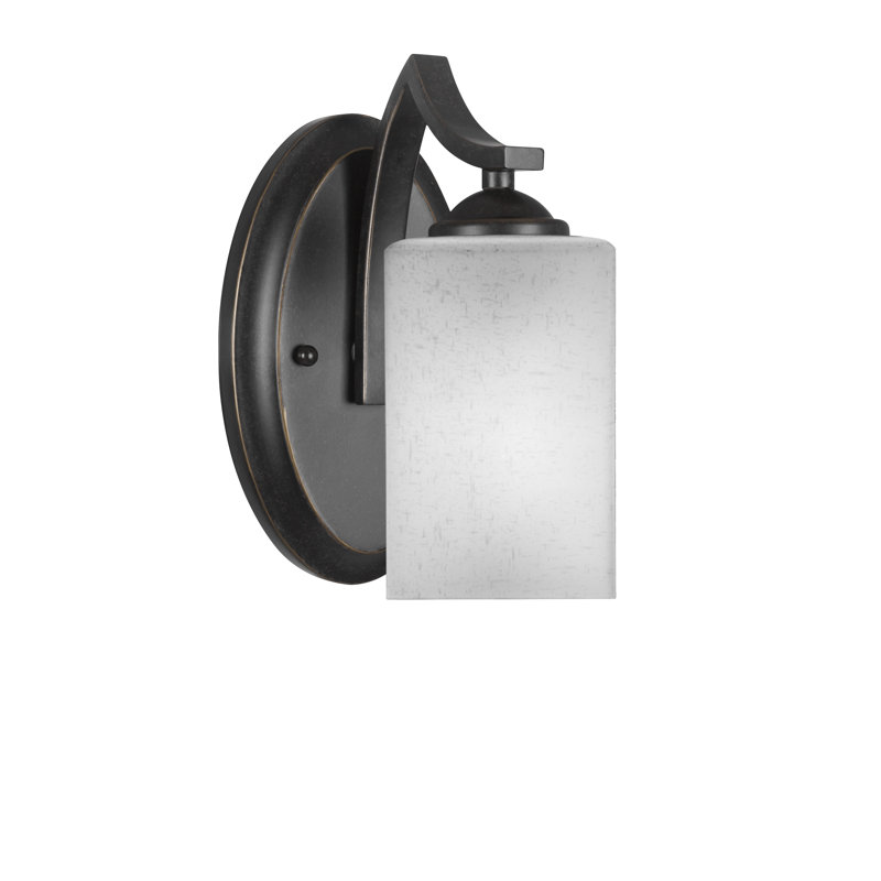 Applique murale 1 lumière Zilo, Noir mat, Blanc lait