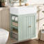 Meuble-lavabo de 20 pouces avec lavabo en céramique, armoire de rangement en panneau de fibres à densité moyenne avec tiroir, tablette latérale et poignée dorée - meuble-lavabo moderne pour les petites salles de bain-1638689126