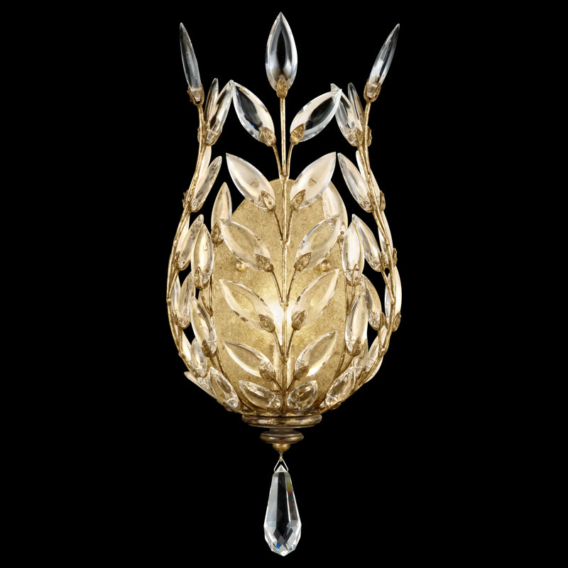 Crystal Laurel 1 - Light Flush Mounted Sconce, 8", Gold Leaf