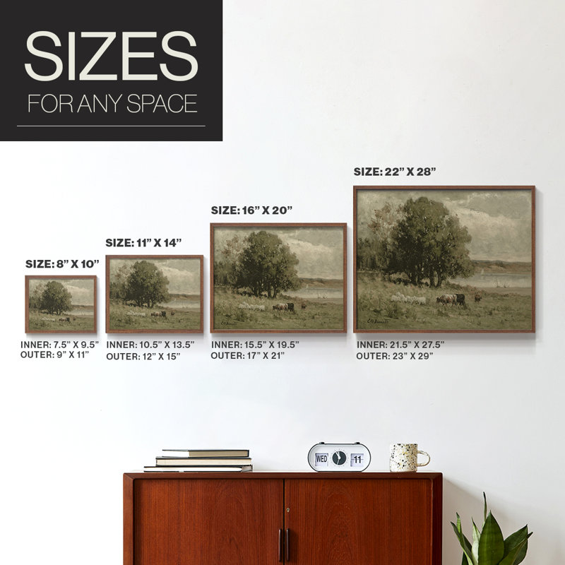 Paysages rétro-DCCXIV-Reproduction encadrée - réarmable, H 16 po x l 20 po, Noyer