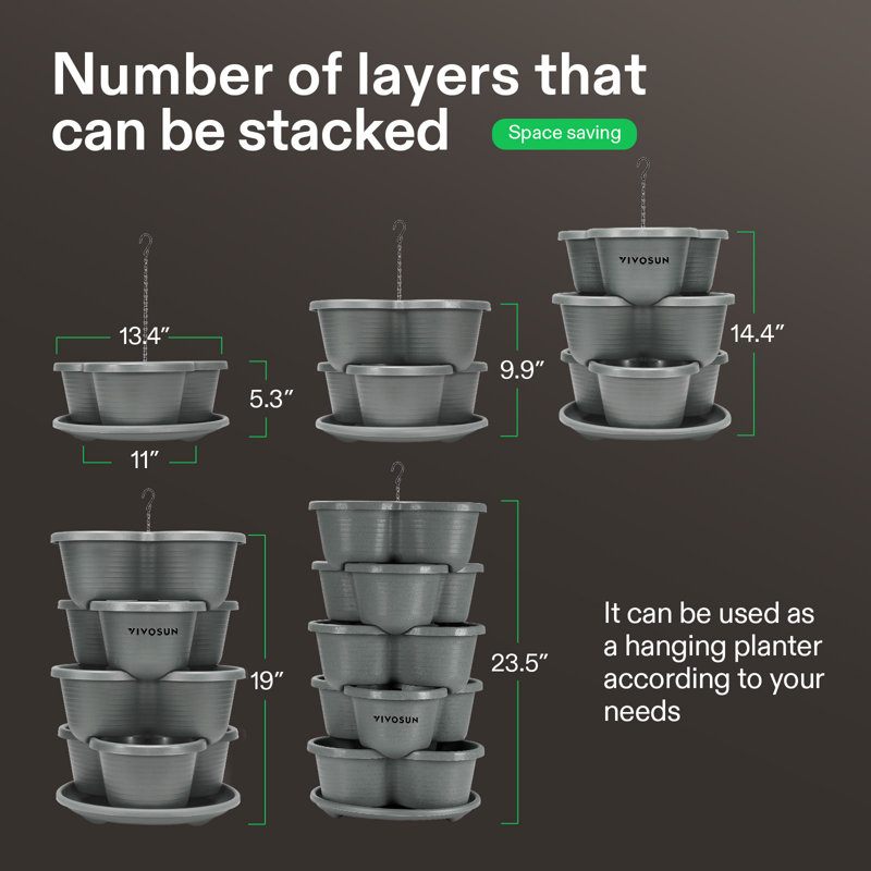 5 Tier Vertical Gardening Stackable Planter, 30, Gray