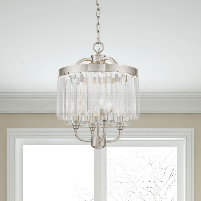 Lustre tambour 4 lumières Caroline, Nickel brossé, H 16 po x l 13 po x P 13 po