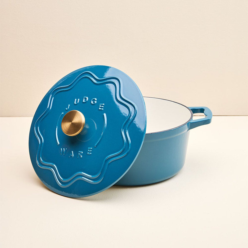 Judgeware Enamelled  Cast Iron, 20cm Casserole, 3.5L, Mushroom, 4.5, 14cm H x 28cm W, Blue