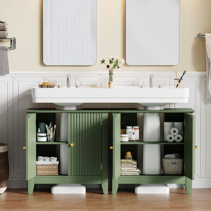 Modern Bathroom Sink Cabinet With Removable Shelf, Green