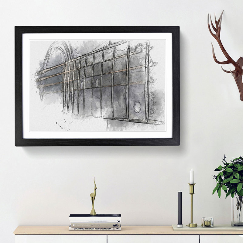 Strings of the Guitar in Abstract - Framed Print, 62cm H x 87cm W x 2cm D, Black Framed
