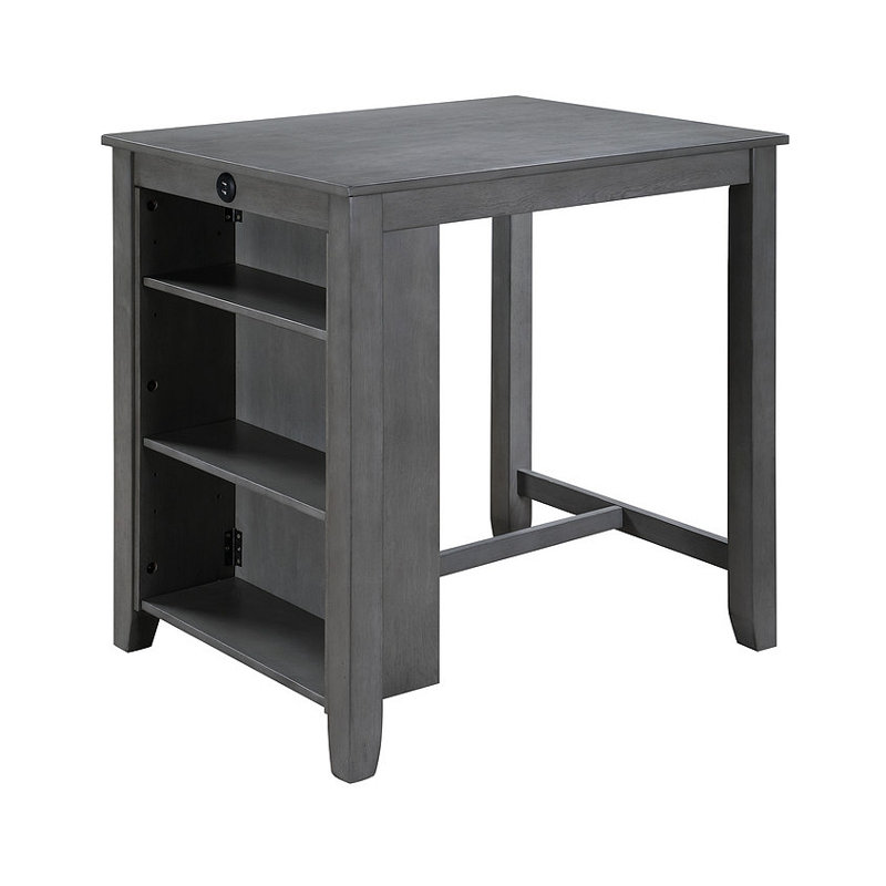 Petite table de salle à manger à hauteur de comptoir avec ports USB et tablettes, Gris, Gris