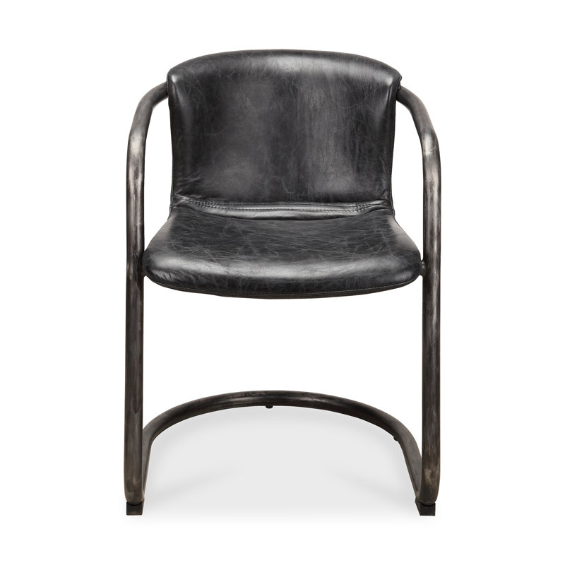 Freeman Bar Stool, Black Genuine Leather