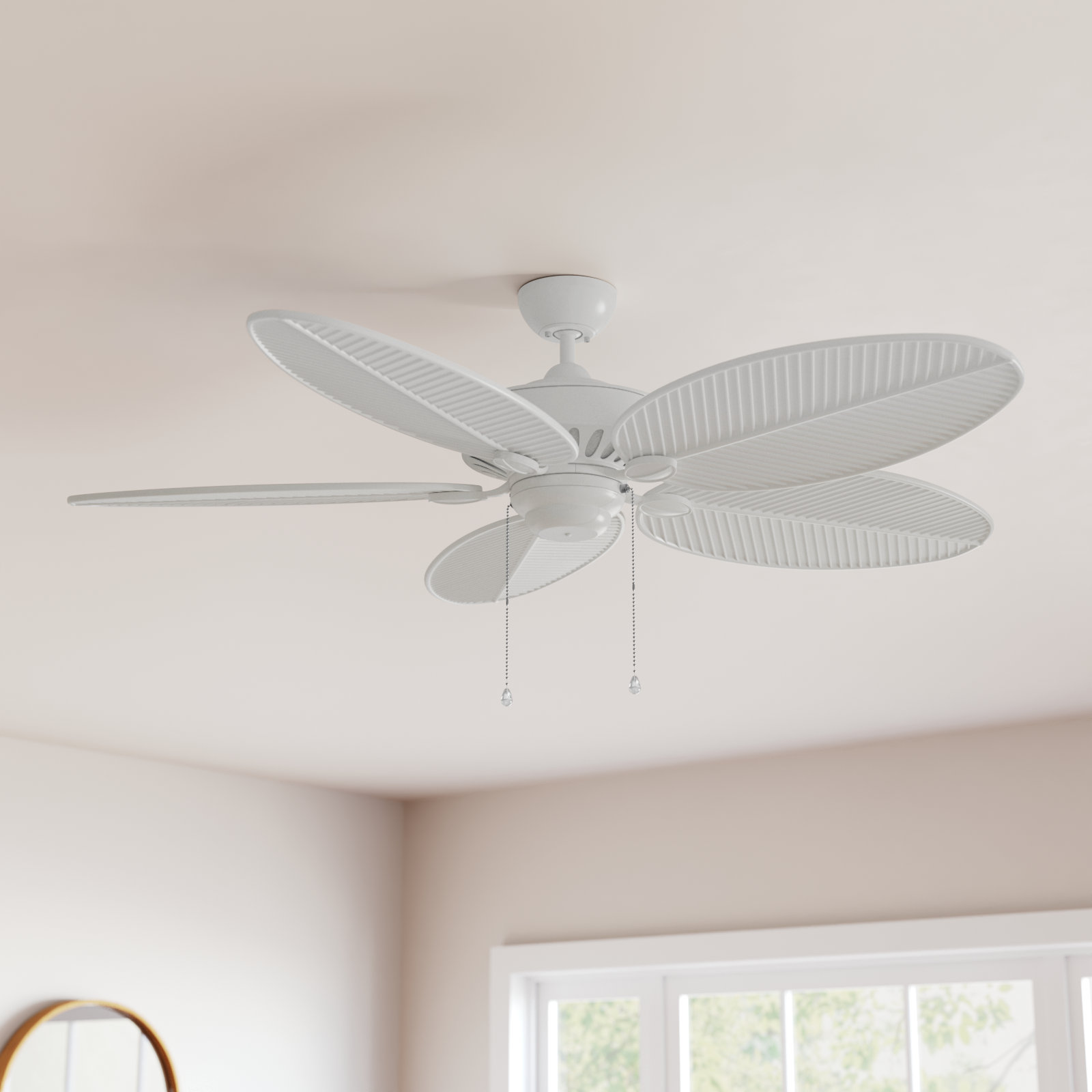 52" Outdoor Ceiling Fan, White with White Blades