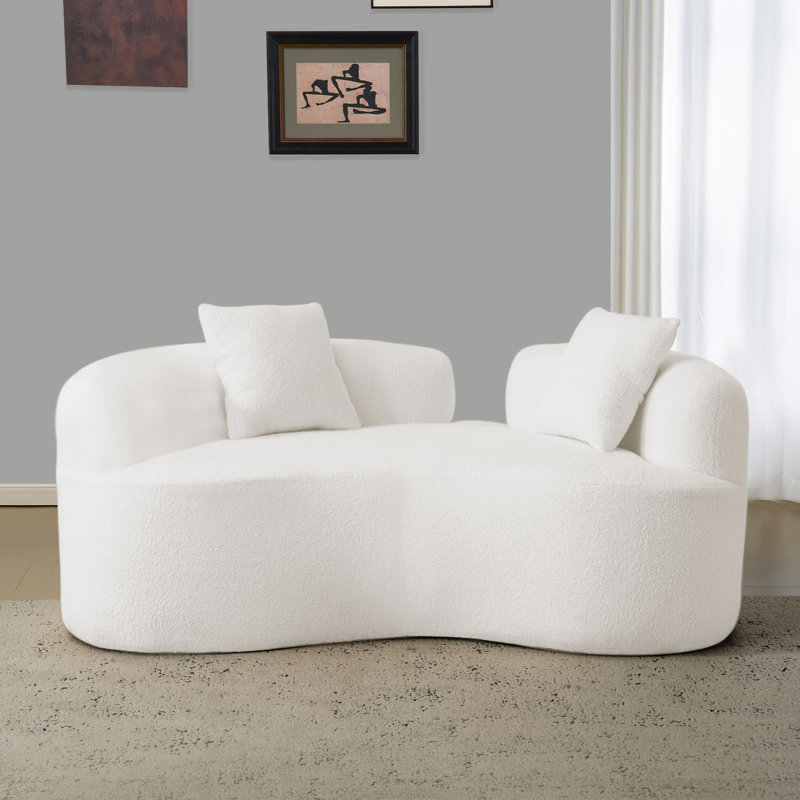Causeuse incurvée confortable avec éponge à compression complète, tissu de velours en peluche, conception sans assemblage pour se détendre et se rassembler