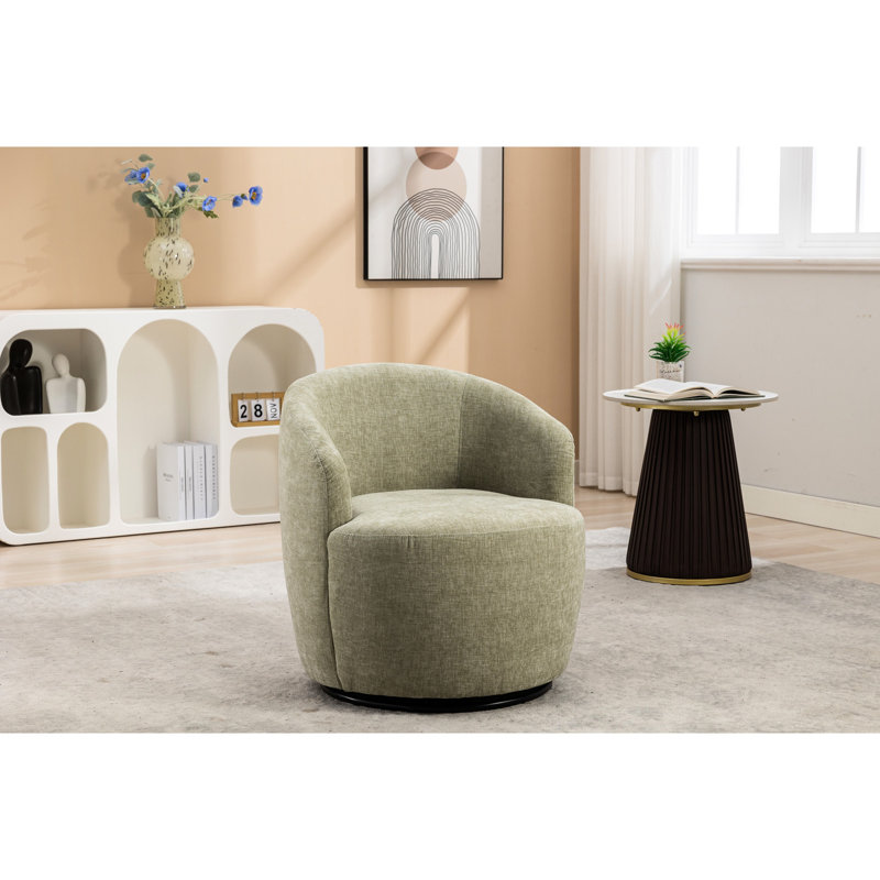 Fauteuil avec design moderne, fauteuil pivotant en tissu pivotant à 360 ° Chenille, pour un espace de vie élégant, Vert clair