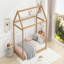 Lit simple en bois, couleur bois