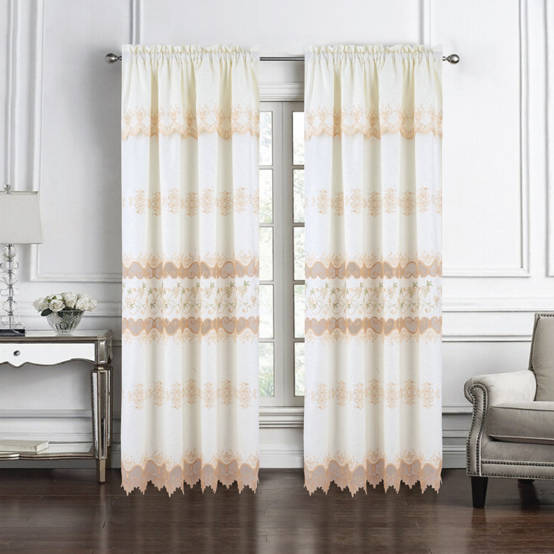 Rideau de fenêtre en macramé brodé Alice, Beige