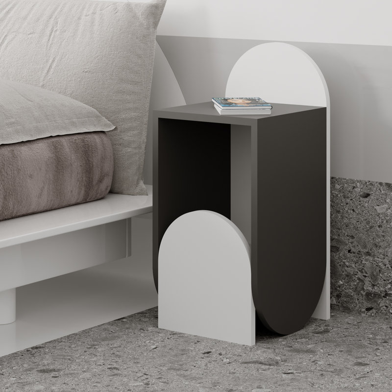 Chaniyah 12.6'' W Nightstand, White/Dark Gray