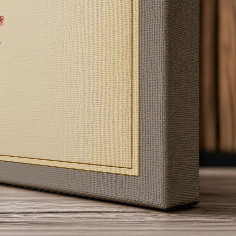 Moonlit Cherry Blossom Japandi - Wrapped Canvas, 24x16 - 61.0 x 40.6 cm, Taupe Border