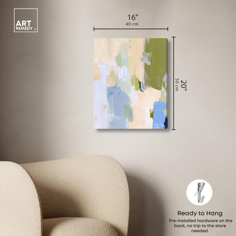 Clover Frost, toile abstraite colorée par Art Remedy, H 20 po x l 16 po, Toile tendue