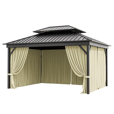 13X10 Ft. Outdoor Gazebo Curtains 4-Panels Polyester Side Wall For Gazebo, Only Curtains