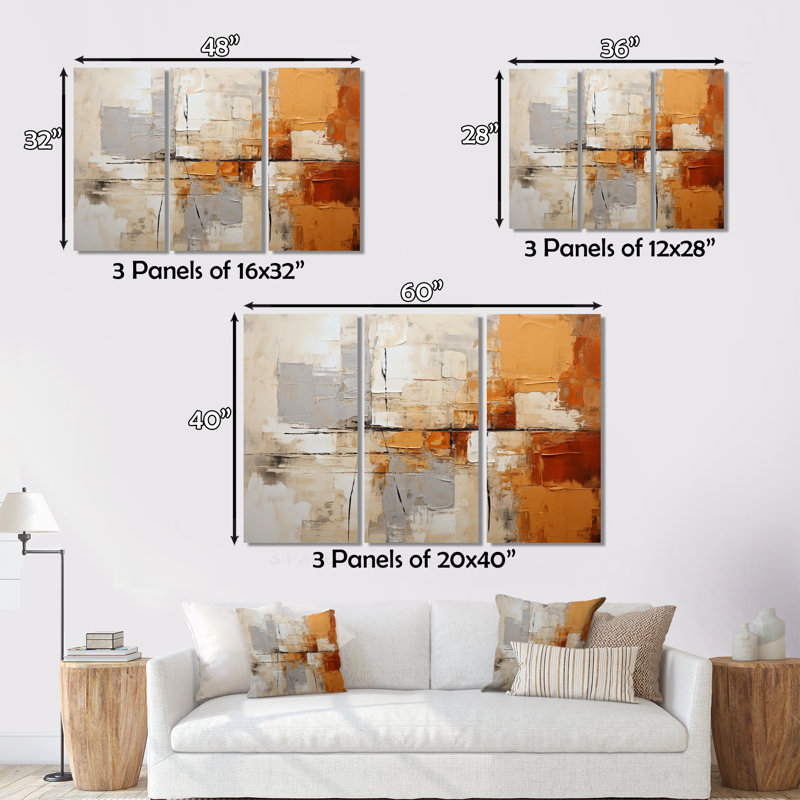 Impression sur toile tendue 3 pièces, H 40 po x l 60 po x P 1 po