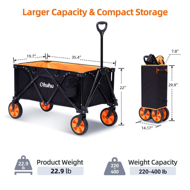 Heavy Duty Garden Carts, Orange/Black
