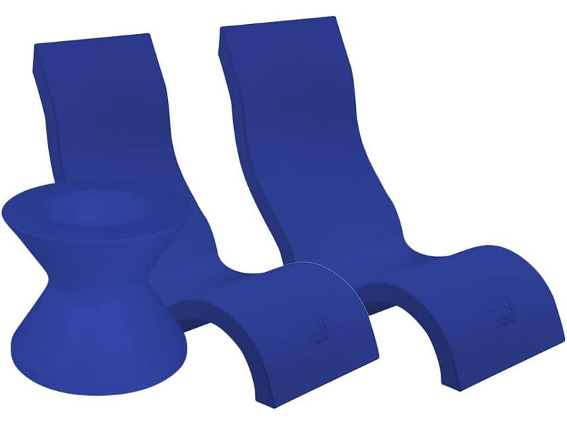 Ledge Lounger Signature Chairs with Ice Bin Side Table, Navy Blue