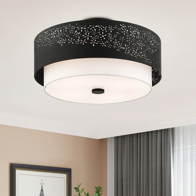 Plafonnier semi-encastré cylindrique à 4 lumières Bevil, H 11,75 po x l 20 po x P 20 po
