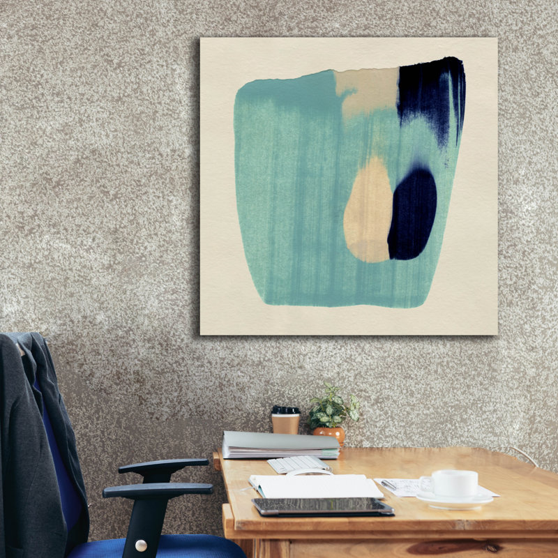  «Teal Swipe 1» par Emma Caroline, art mural sur toile, 37 po x 37 po