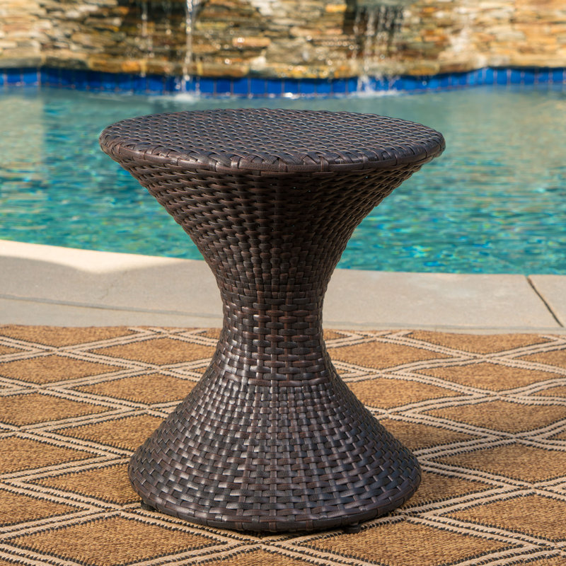  Table d'appoint d'extérieur pour patio, table d'appoint en osier 16 po pour jardin, terrasse ou balcon, multicolore
