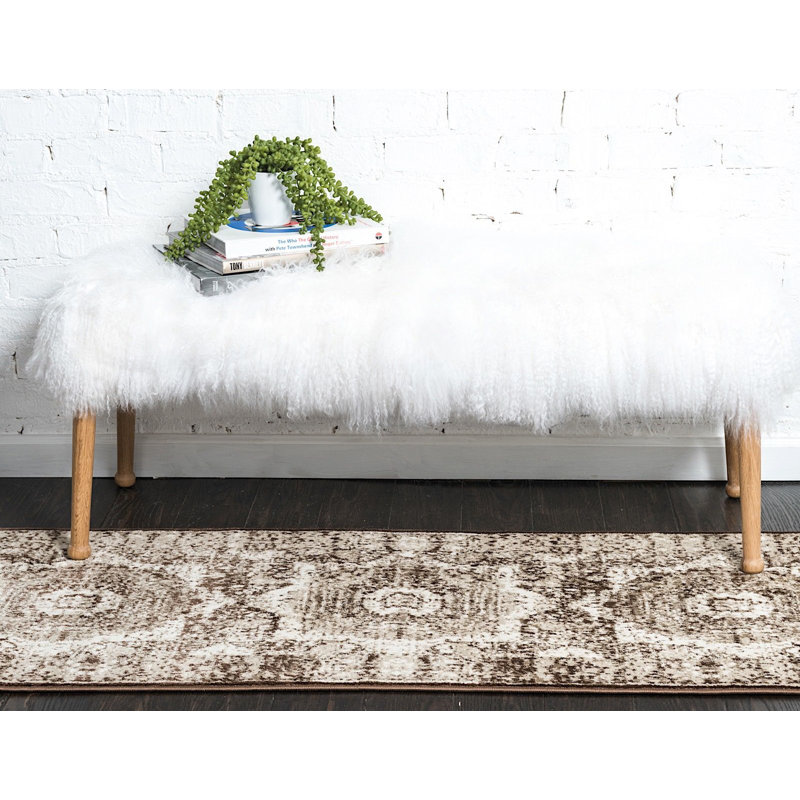 Tapis à motif oriental brun Majestic, Tapis de couloir 3 pi x 9 pi 10 po
