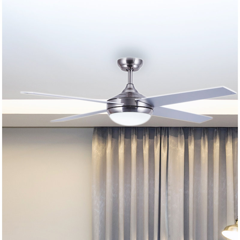 Bingaman 132cm Ceiling Fan with LED Lights, Nickel