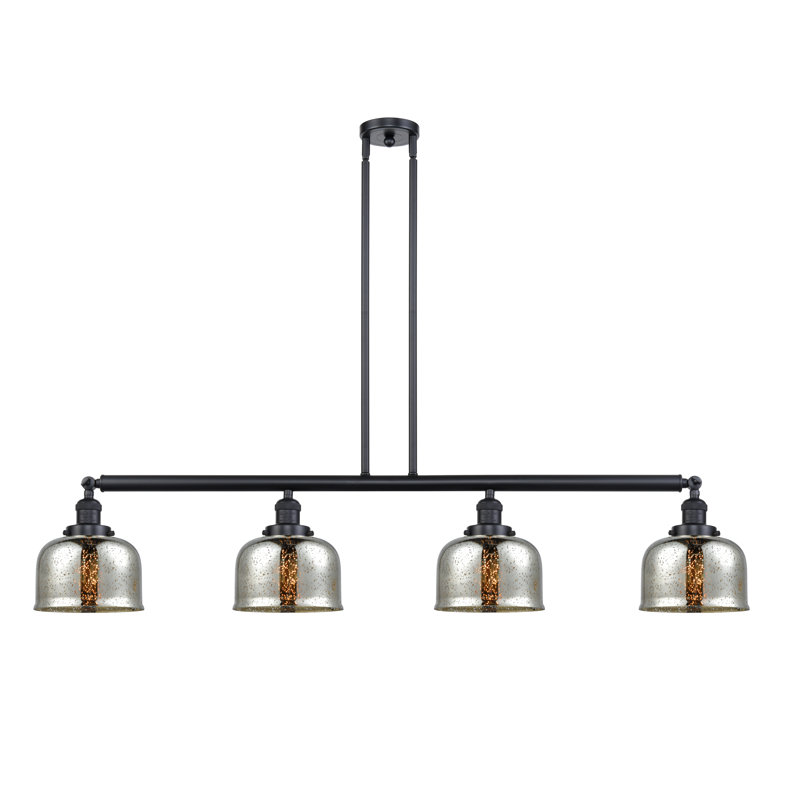Lemire 4 - Light Kitchen Island Pendant, Silver Plated Mercury, 10" H x 52.62" W x 52.62" D, Antique Brass