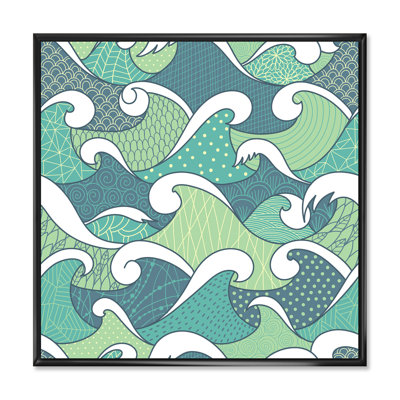 «Blue Waves Abstract Sea Waves», reproduction d'art sur toile à motifs