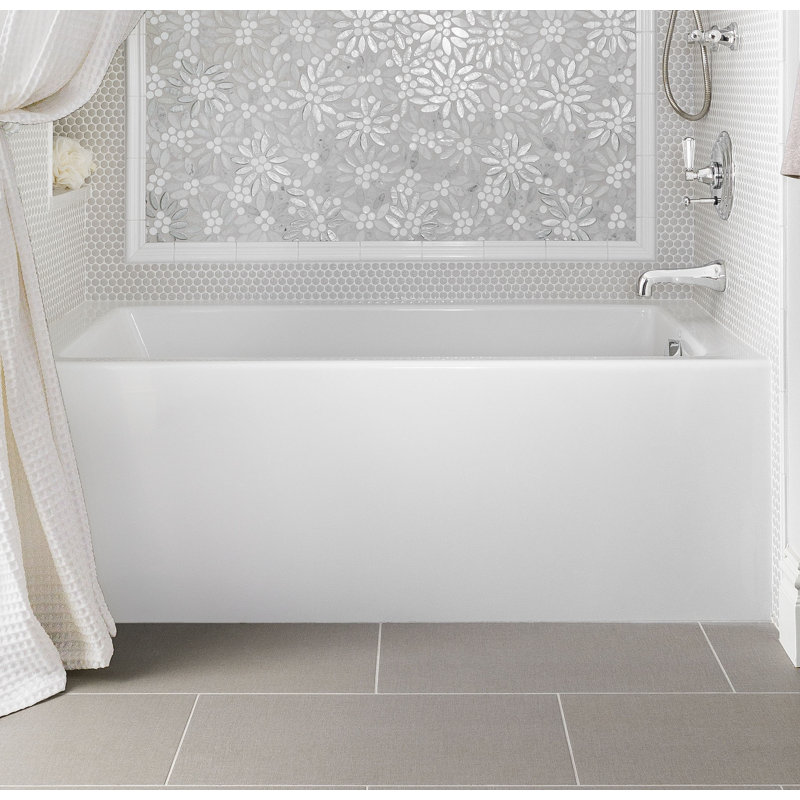 Sydney 72'' L Alcove Air Bathtub, Right, Polished Brass, White