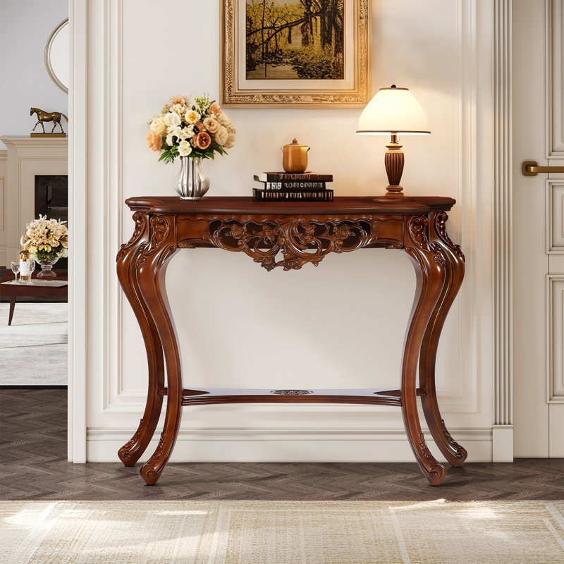 Console 37,6 po, table de hall d'entrée élégante à deux niveaux