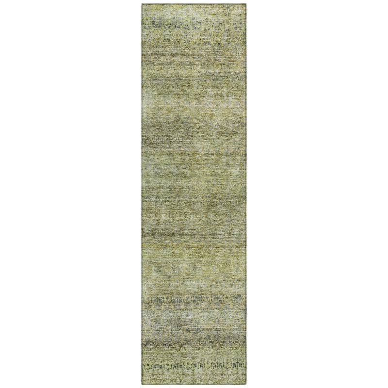Machine Washable Indoor/Outdoor Cicel ACN1174 Aloe Rug, Runner 2'3" x 7'6"