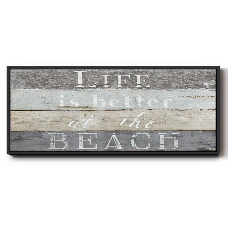 Life Better Beach- Framed Canvas, 8" H x 20" W
