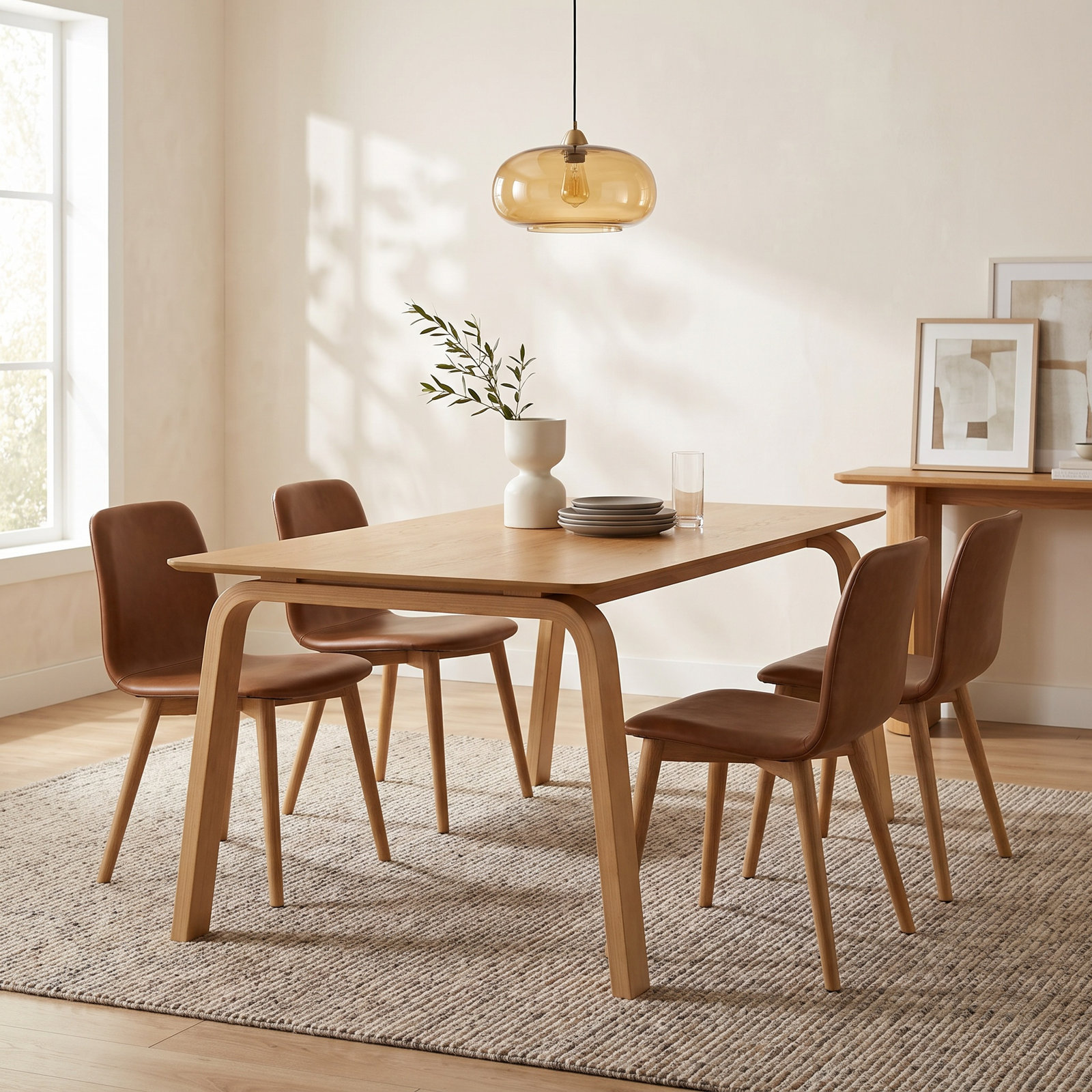 63" Walnut Dining Table, Natural