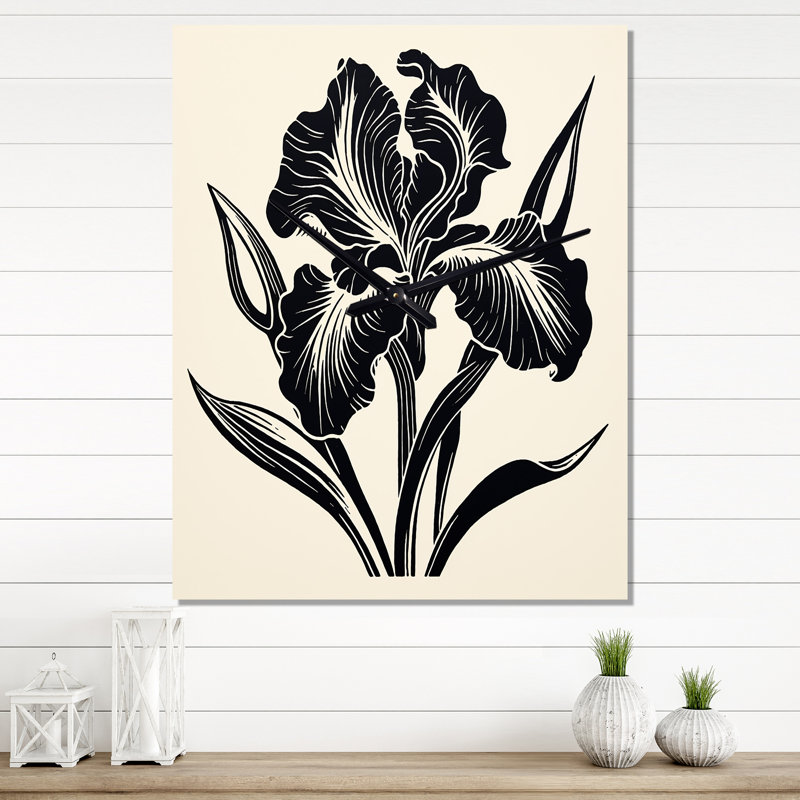 Iris monochromes en noir et I - horloges murales Iris, Petit