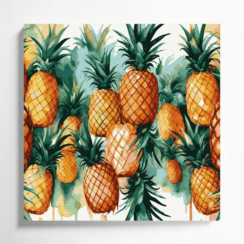 Fruit, ananas brun, art mural sur toile, H 32 po x l 32 po