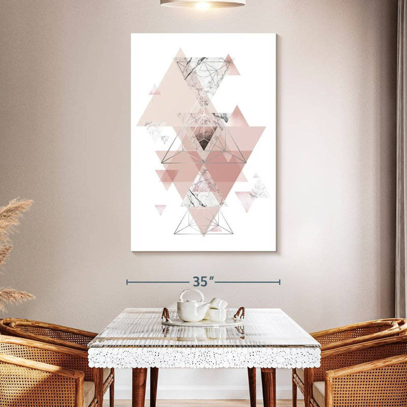 Avery Blush Pink Marbled Geometric, 51" H x 34" W
