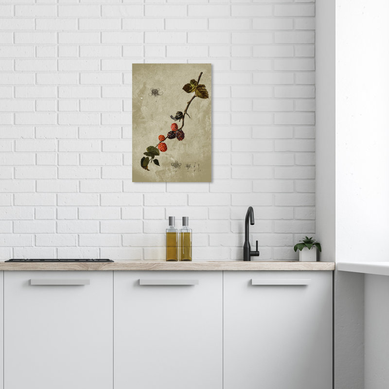 Azier, framboise botanique sur toile, H 24 po x l 16 po x P 0,8 po