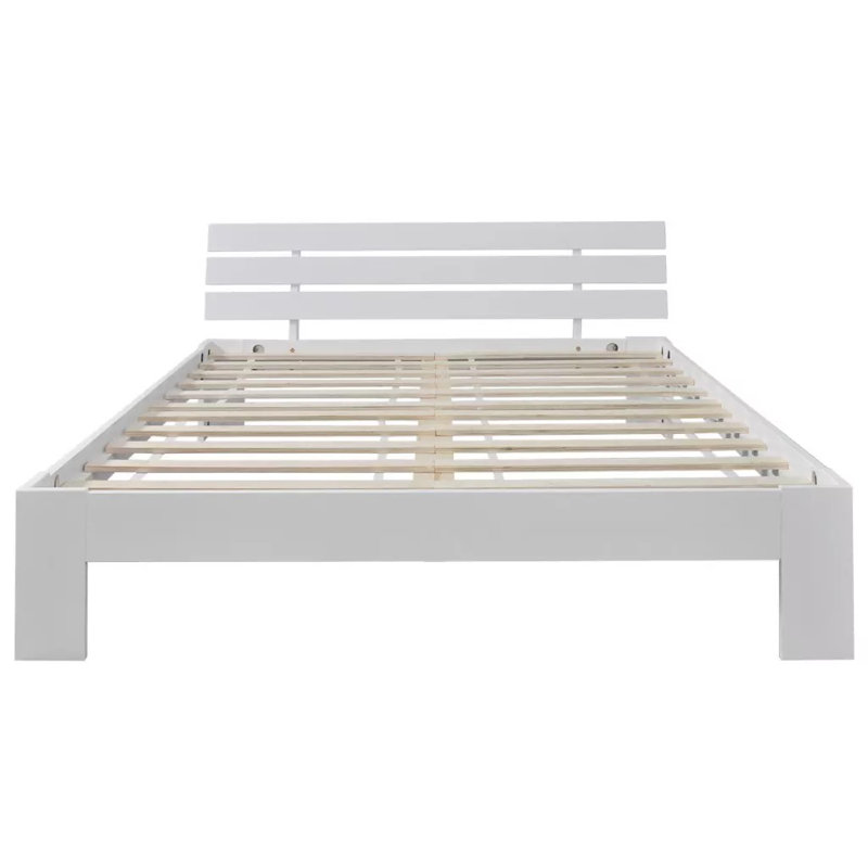 vidaXL Bed Frame Solid Pinewood, White, European Kingsize (160 x 200 cm)