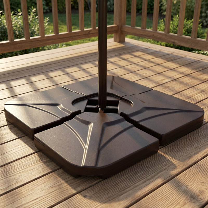 230 lb Base de parasol en PEHD brun foncé (ensemble de 4), Marron foncé