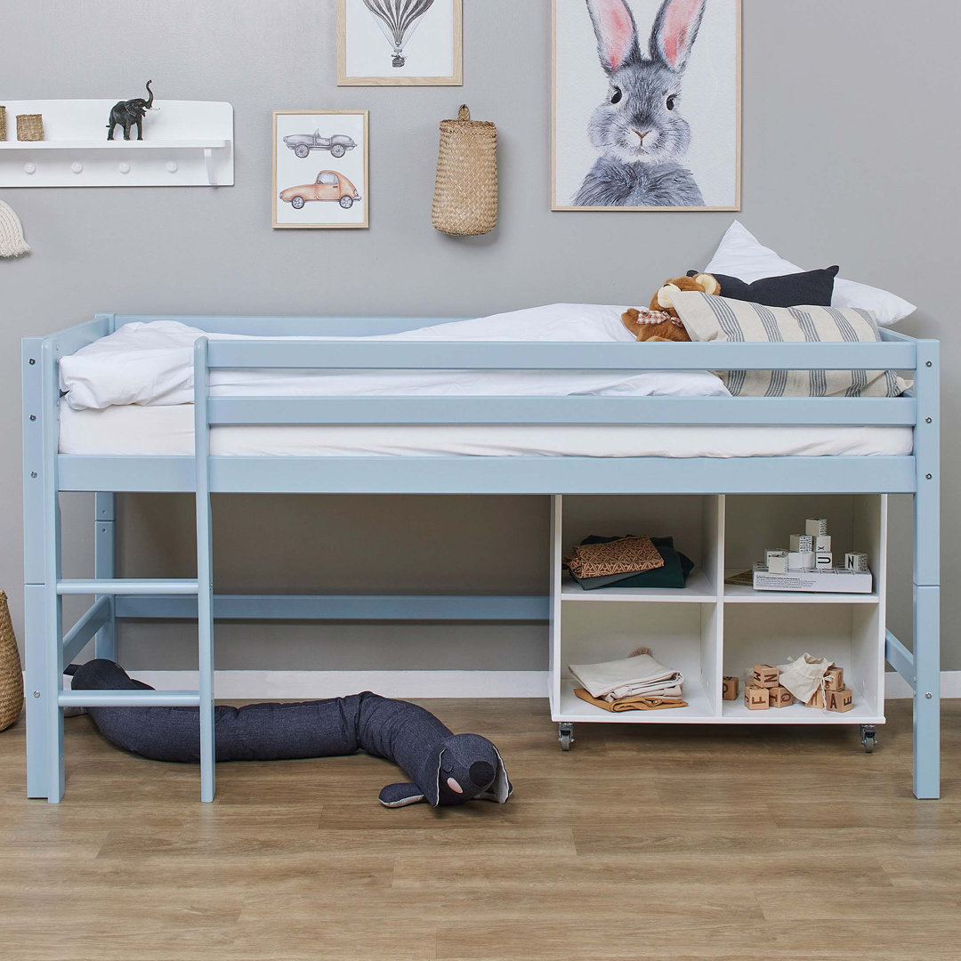European Single (90 x 200Cm) Solid Wood Convertible Toddler Loft Bed with Bookcase by Hoppekids