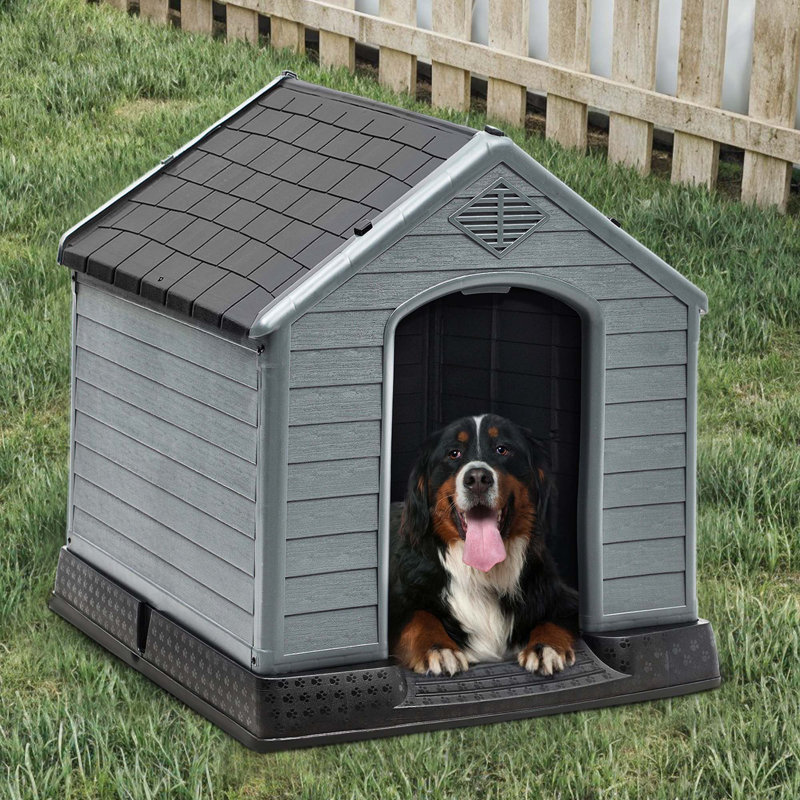 Niche pour chien en plastique Bruning, H 38,8 po x l 38 po x P 41,3 po, Noir/gris