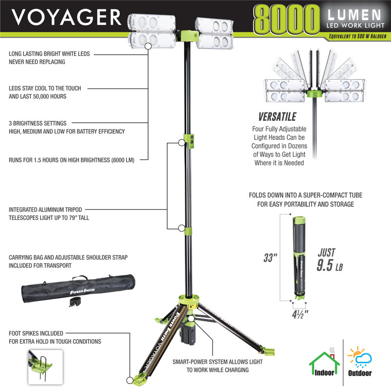 Trépied pliable sans fil PowerSmith Voyager 8000 ML