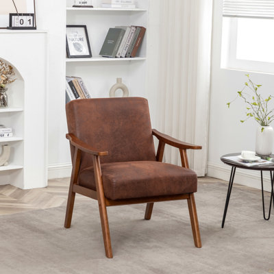Chaise d'appoint avec revêtement et structure en bois massif, mobilier de salon Mid-Century moderne classique pour sièges supplémentaires