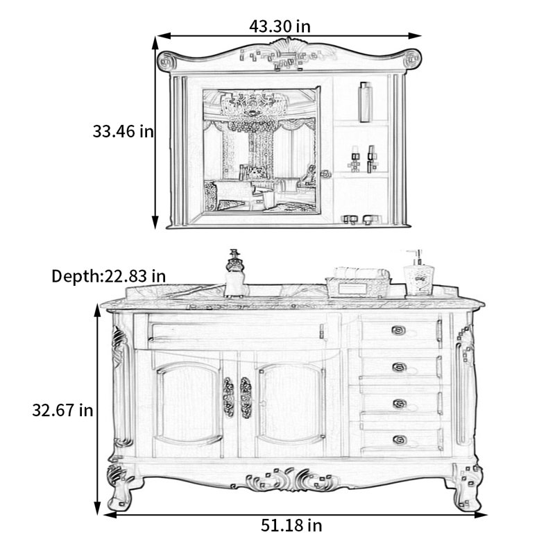Armoire de salle de bain antique de style européen